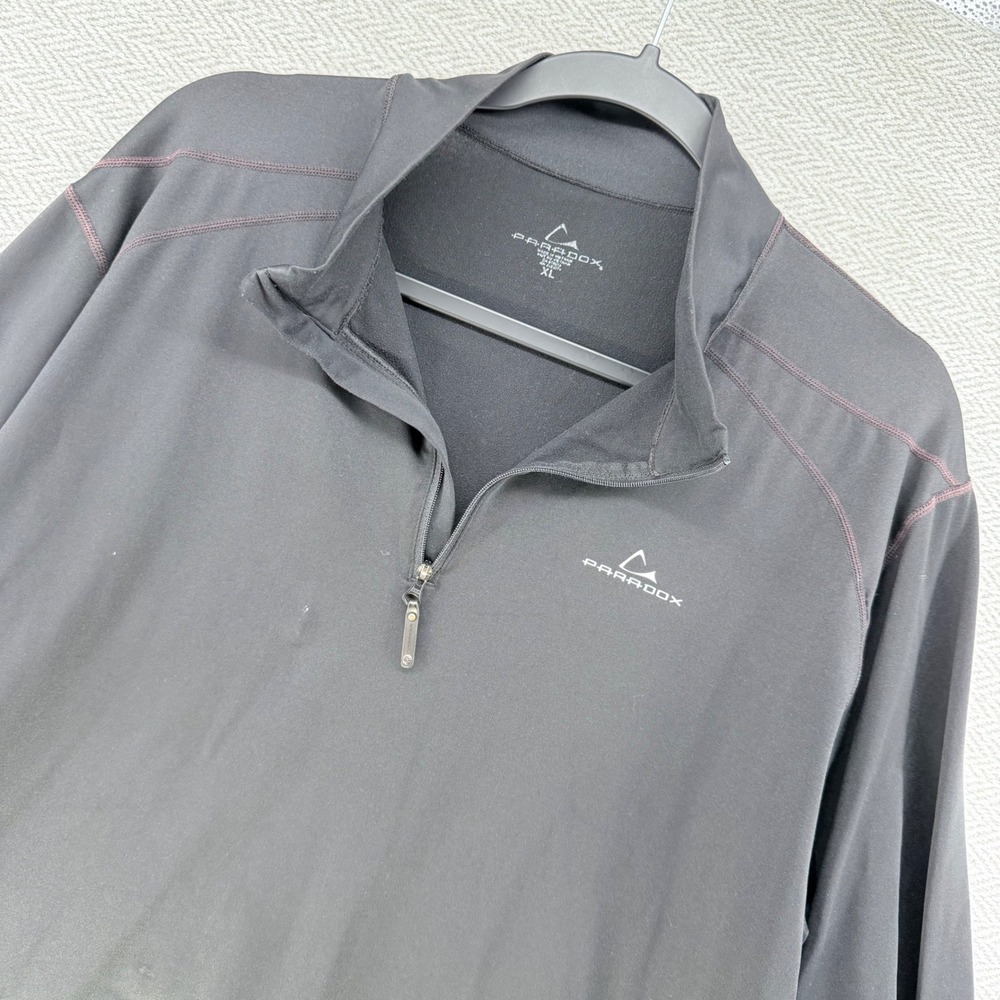 Paradox Mens Quarter Zip Pullover Charcoal Black Active Top XL